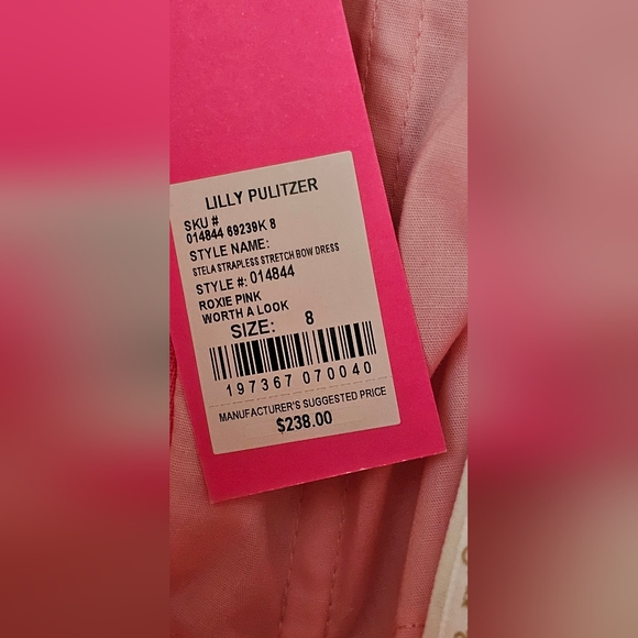 Lilly Pulitzer NWT Stela Strapless Stretch Bow Dress Roxie Pink Worth A Look - Picture 5 of 9